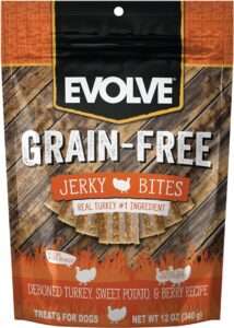 Evolve Grain Free Turkey, Pea, and Berry Jerky Bites Dog Treats